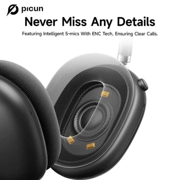 Picun F8 Pro Deep Space Grey Headset Bluetooth Headphones svart