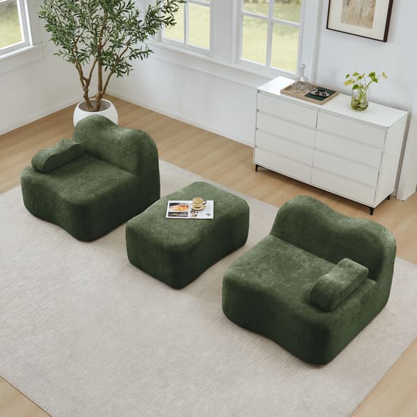 HOMAIRE 2-sits modulsoffa i L-form med ottoman, grön sammet Grön 192 x 167 x 70 cm