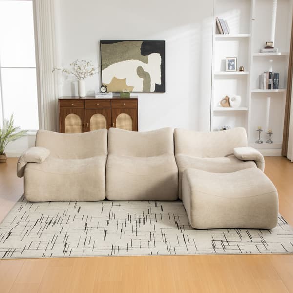 HOMAIRE modulsoffa i chenille med högelastiskt skum, ljus khaki Light Khaki