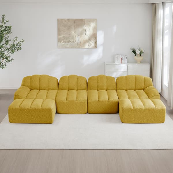 HOMAIRE 4-sits U-format modulsoffa med 2 ottomaner, gul Gul 366 x 165 x 79 cm