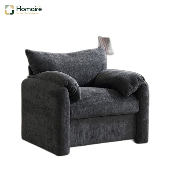 HOMAIRE Chenille Fåtölj i Modern Design, Grå, Överdimensionerad Grå 96 x 82 x 84 cm