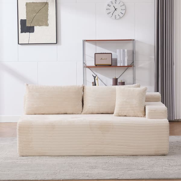 HOMAIRE modulsoffa i chenille med högelastiskt skum, elfenbensvit Ivory