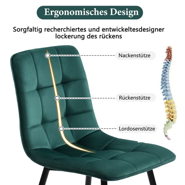 HOMAIRE Essstolar 4-pack mörkgrön sammet med metallben Grön