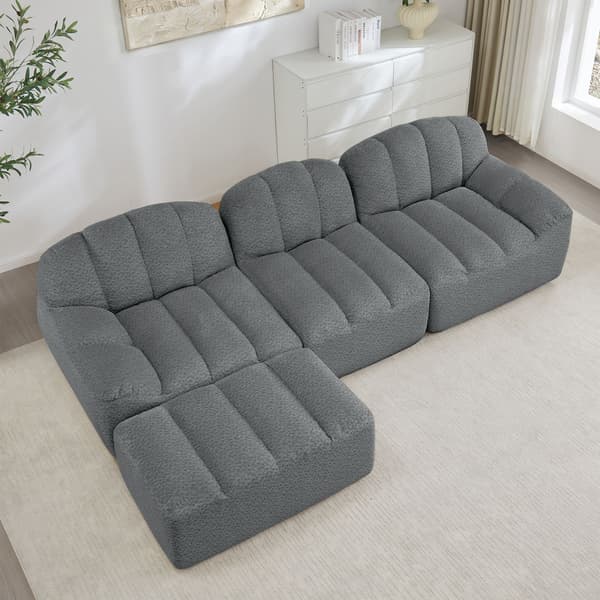 HOMAIRE 3-sits modulsoffa i L-form med ottoman, grå Grå 288 x 165 x 79 cm