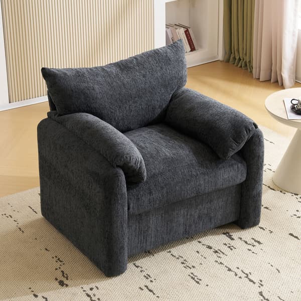 HOMAIRE Chenille Fåtölj i Modern Design, Grå, Överdimensionerad Grå 96 x 82 x 84 cm