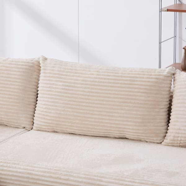 HOMAIRE modulsoffa i chenille med 30D högelastiskt skum, elfenbensvit Ivory