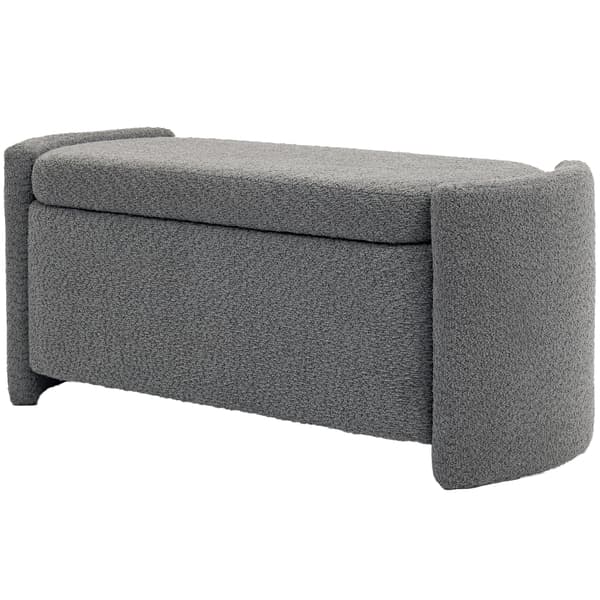 HOMAIRE sittbänk med förvaring, stoppad skobänk 105x44x45,5 cm, grå, eukalyptusträ och polyester Grå
