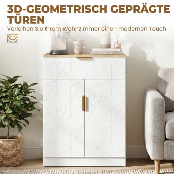 HOMAIRE Sideboard med lådor och justerbart hyllplan i vitt Vit 60 x 32 x 82 cm