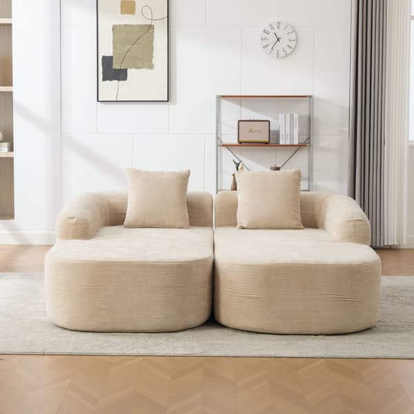 HOMAIRE modulsoffa i chenille med 30D högelastiskt skum, ljus khaki Light Khaki