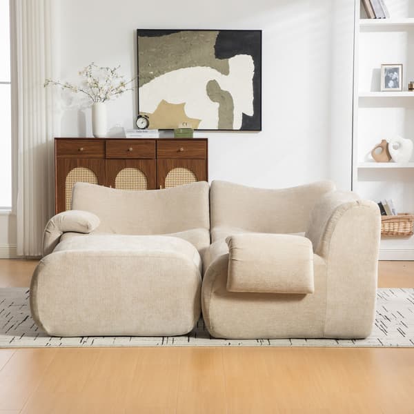 HOMAIRE modulsoffa i chenille med högelastiskt skum, ljus khaki Light Khaki