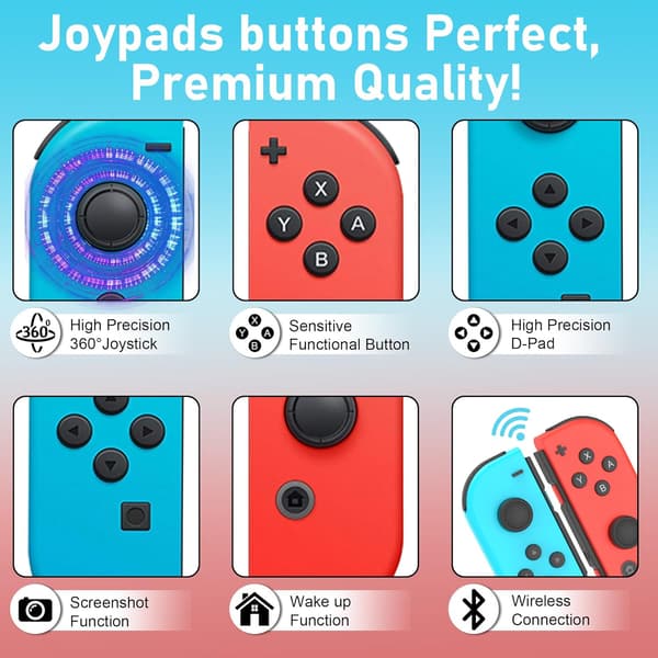 Handkontroll kompatibel med Nintendo Switch flerfärgad