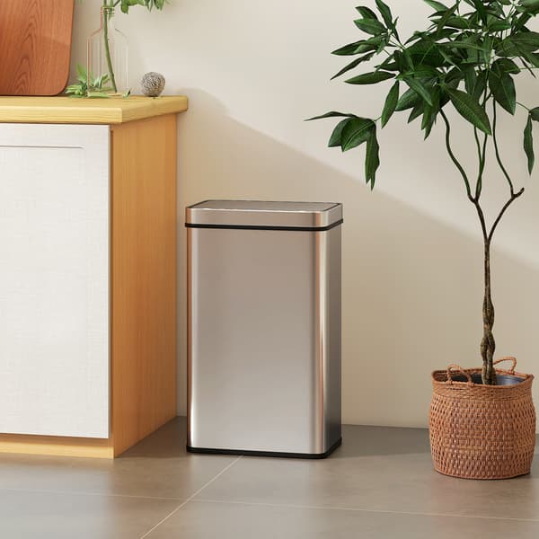 HOMAIRE 60 L sensorstyrd soptunna med automatisk lock, rostfritt stål, silver Silver