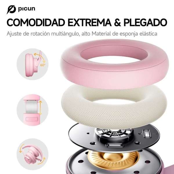 Picun B8 rosa headset Bluetooth-hörlurar rosa