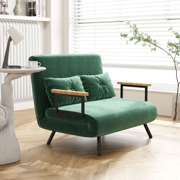 HOMAIRE Fällbart bäddsoffa 4-i-1 med sovfunktion i sammetstyp, 183x98,5 cm, grön Grön 102 x 73 x 81 cm