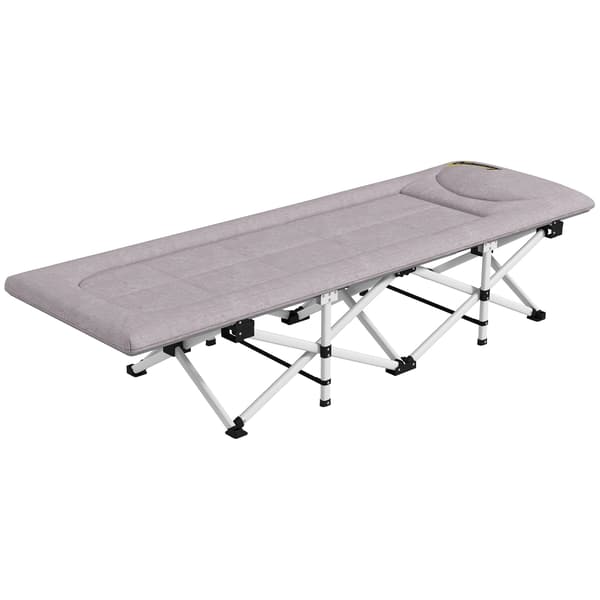 HOMAIRE fällbart campingfältbädd 185x65x37 cm, grå, stålram, mjuk, max 200 kg Grå