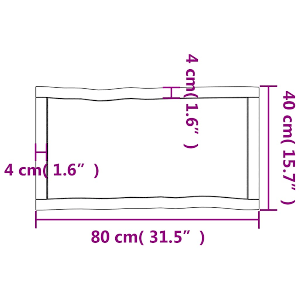 Bordsskiva ljusbrun 80x40x(2-6) cm massivt trä levande kant Default Title