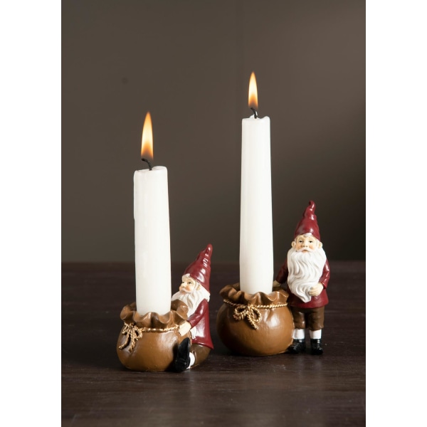 A Lot Decoration - Ljusstake Tomte Mix Poly 8x5x11cm 2-pack