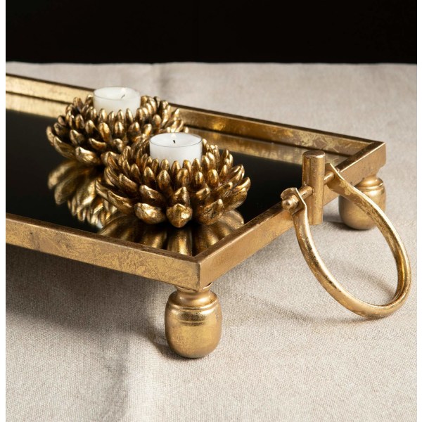 A Lot Decoration - Ljushållare Värmeljus Blomma Guld Polyresin 1 Guld