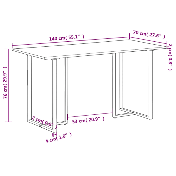 Matbord 140 cm massivt återvunnet trä Default Title