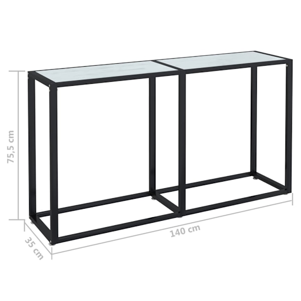 Konsolbord vit marmor 140x35x75,5 cm härdat glas Default Title