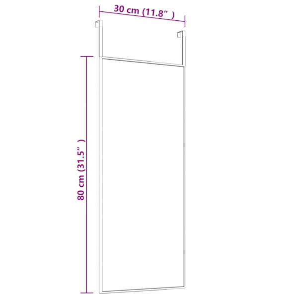 Dörrspegel svart 30x80 cm glas och aluminium Default Title