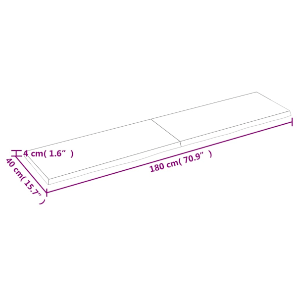 Hyllplan 180x40x(2-4) cm obehandlad massiv ek Default Title