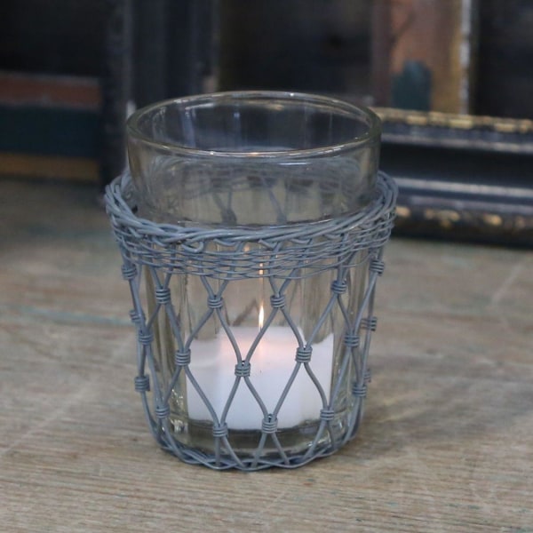 Chic Antique - Gl. fransk Glas med fil de fer ljushållare H9/Ø8 Metall  utseende 2299 | Metal look | Fyndiq