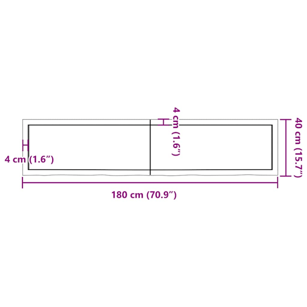 Hyllplan 180x40x(2-4) cm obehandlad massiv ek Default Title