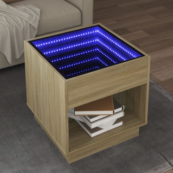 Soffbord med Infinity LEDs sonoma-ek 50x50x50 cm Default Title