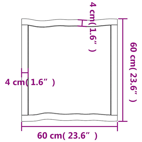 Bordsskiva mörkbrun 60x60x(2-6) cm massivt trä levande kant Default Title