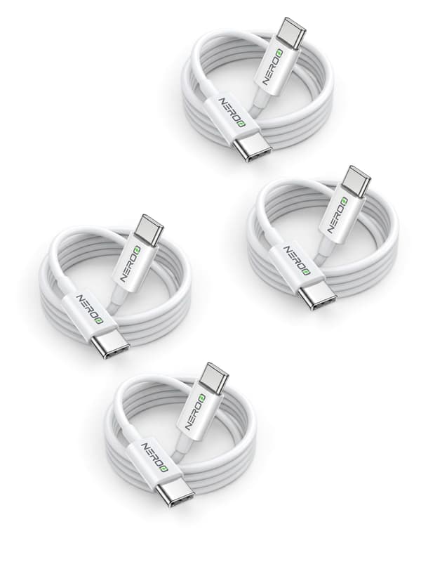 NEROO iPhone Laddare USB-C till USB-C 2 m – 4-pack, Snabbladdningskabel för iPhone, iPad & USB-C-enheter 2 m