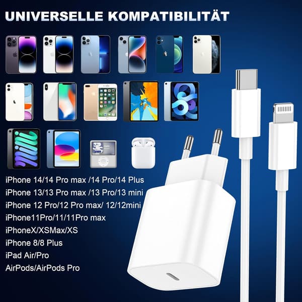iPhone-laddare 2-pack kabel 2M, USBC snabbladdare 2 m