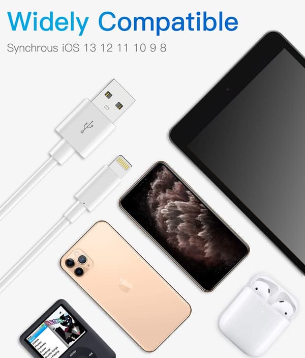 3-pack 1m Apple laddningskabel iPhone-laddare Lightning snabb iPhone-laddningskabel för iPhone 12/11/14 1 m