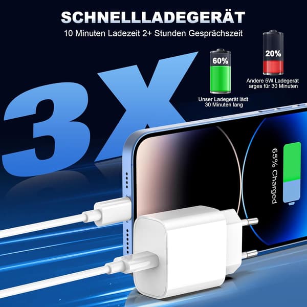 iPhone-laddare 2-pack kabel 2M, USBC snabbladdare 2 m