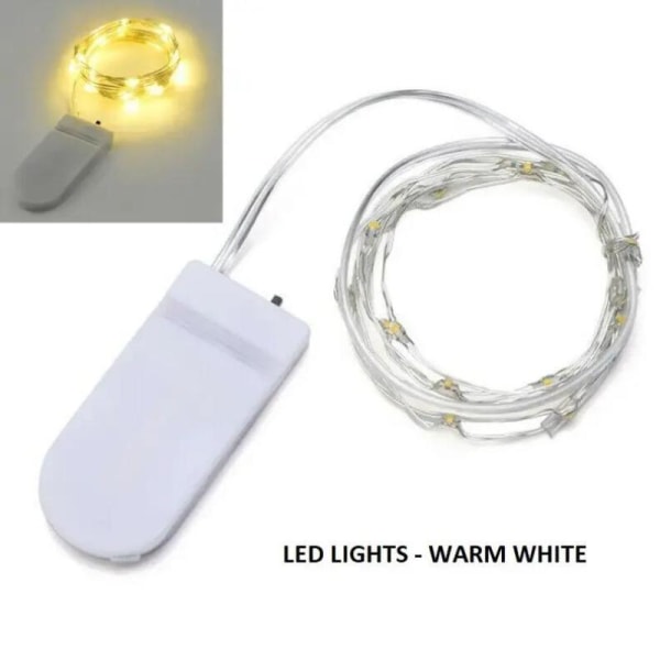 20 LED-hopealanka, lämmin valkoinen 220 cm - Mukana akku