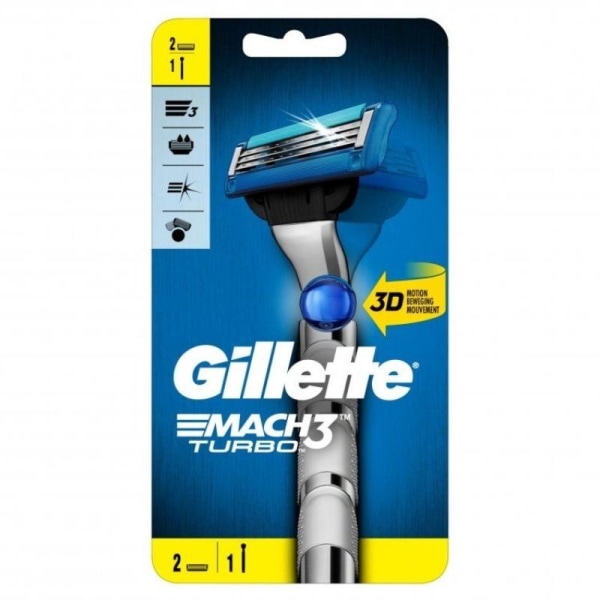 Gillette Mach 3 Turbo 3D barberhåndtag + 2 knive Refill