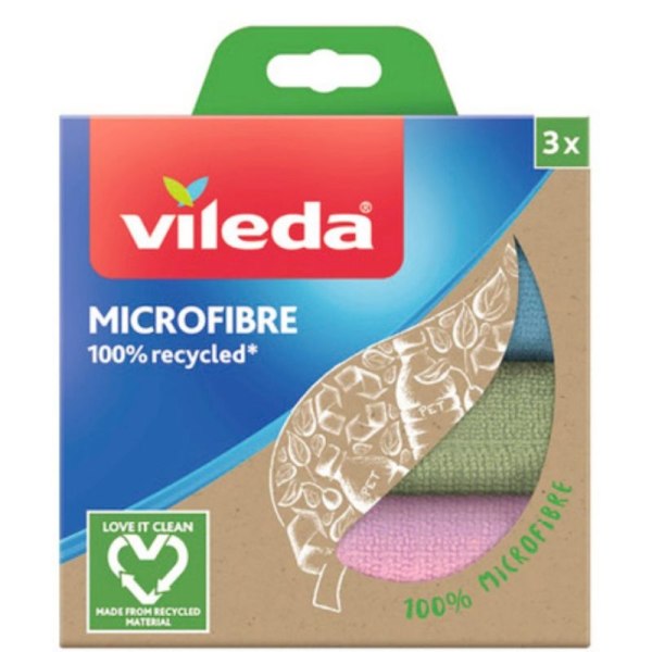 Vileda Microfiber 100% Recycled Cloth 3pack