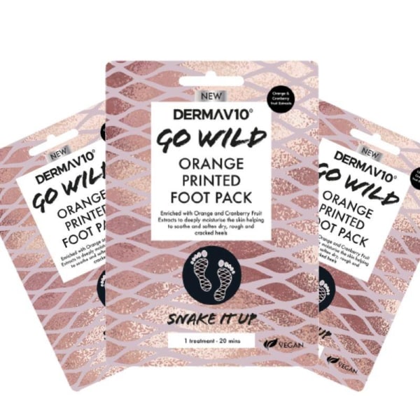 Derma V10 Go Wild Foot Pack Orange 3-pack