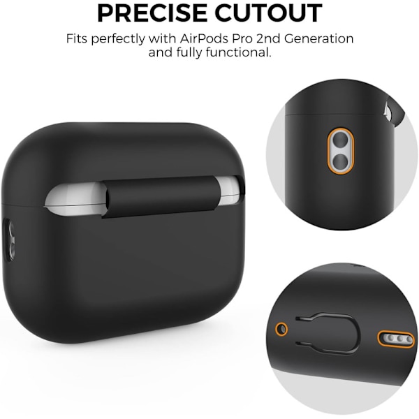 Silikone Etui til AirPods Pro 2 med Håndledsrem – USB-C Support, Front LED Synlig, Kompatibel med 2. Generation sort