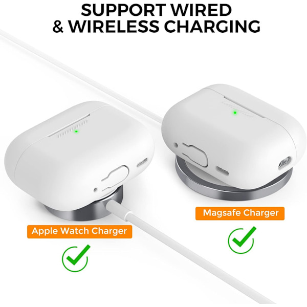 Silikonskal för AirPods Pro 2 med handledsrem – Stöd för USB-C, synlig front-LED, kompatibel med 2:a generationen vit