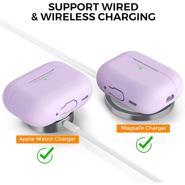 Silikone Etui til AirPods Pro 2 med Håndledsrem – USB-C Support, Front LED Synlig, Kompatibel med 2. Generation lilla