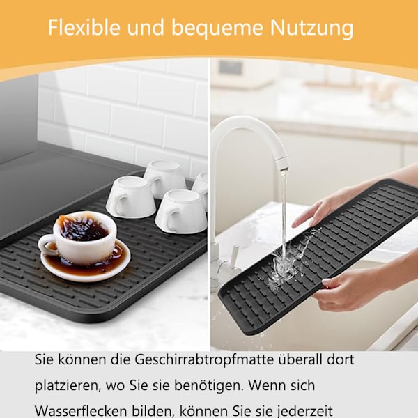 2-i-1 Kaffemaskmatta med avtagbar droppmatta, 60×40 cm svart
