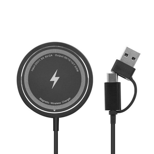 Magneettinen langaton laturi, 15 W nopea langaton laturi, yhteensopiva iPhonen kanssa musta