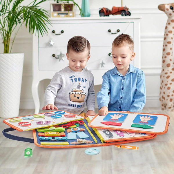Montessori Busy Board 8 Temaer, Lærende Rejselegetøj 2-4 År, Sensorisk Aktivitetsbræt