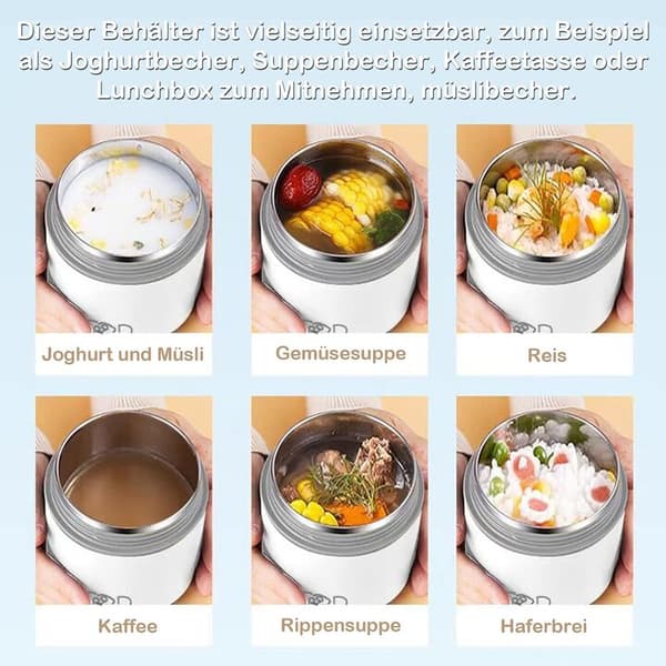 Isoleret madkasse - dobbeltlags termobeholder i rustfrit stål, velegnet til udflugter 680ml White
