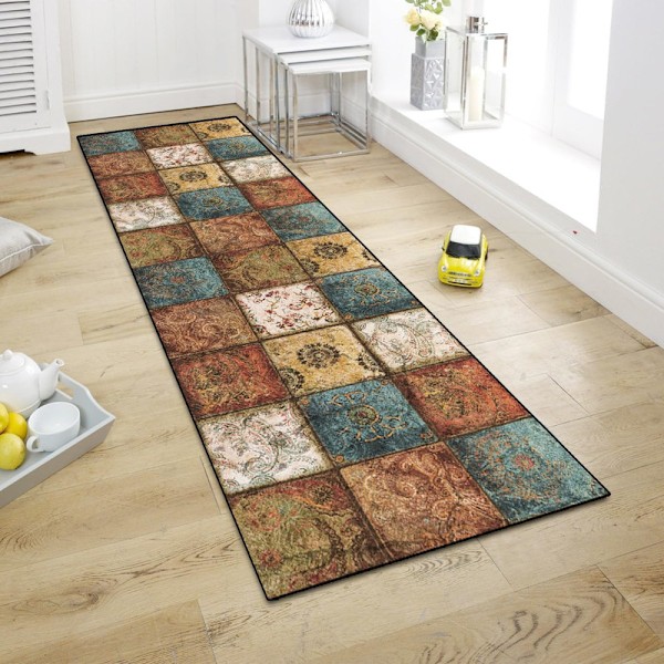 Boho Gangløber Tæppe 60×180 cm – Skridsikkert & Vaskbart Tæppe til Gang, Køkken, Bryggers eller Soveværelse 60x180cm