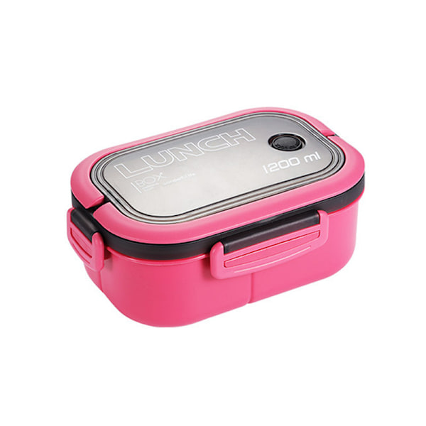 Bento-lunchlåda med fack, 2-lagers matlåda läckagesäker för vuxna, salladslåda to-go, frukostlåda, snacklåda för kontor och utflykter rosa