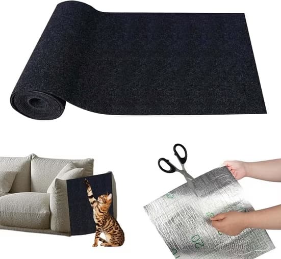 Self-adhesive cat scratching pad, wall protector for scratching pad, scratching pad for sofa, cat scratching mat, corner DIY Black 40cmx100cm