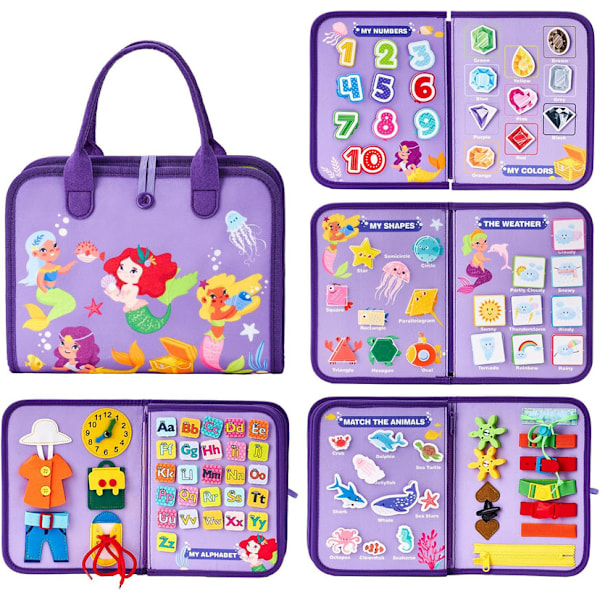Montessori Busy Board 8-i-1, Lärande Leksak för 3-Åringar, Portabel Present till Flickor