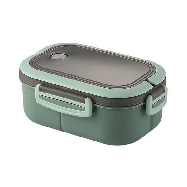 Bento-lunchlåda med fack, 2-lagers matlåda läckagesäker för vuxna, salladslåda to-go, frukostlåda, snacklåda för kontor och utflykter grön
